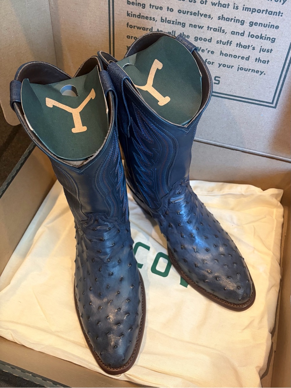 LIMITED RELEASE Tecovas Wyatt Arctic Blue Handmade Cowboy Boots - Picture 4 of 8